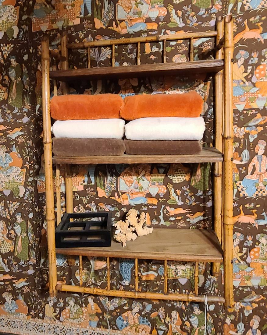 Vintage Bamboo Shelf and Contents 30x19x7 (1 of 1)