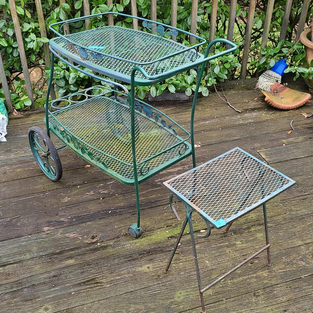 Vintage Metal Bar Cart and Stand (1 of 1)