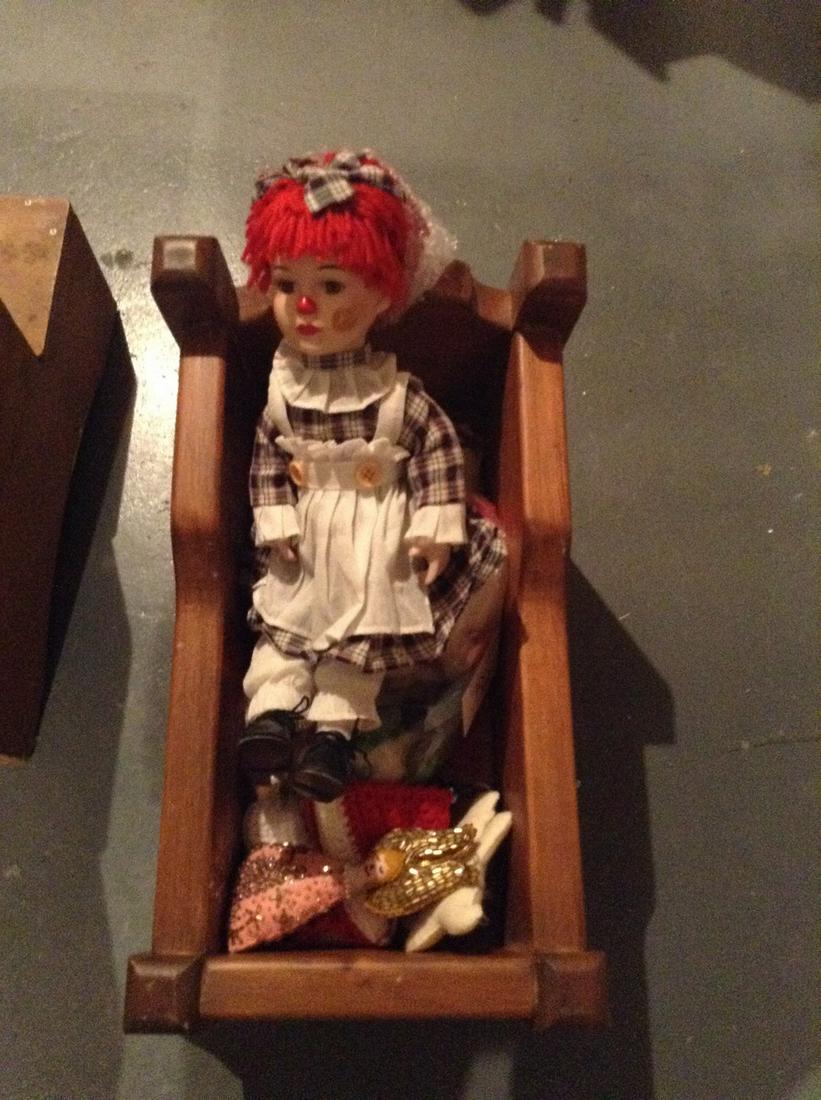 Raggedy Ann Doll with Wooden Crib: Raggedy Ann Doll with Wooden Crib