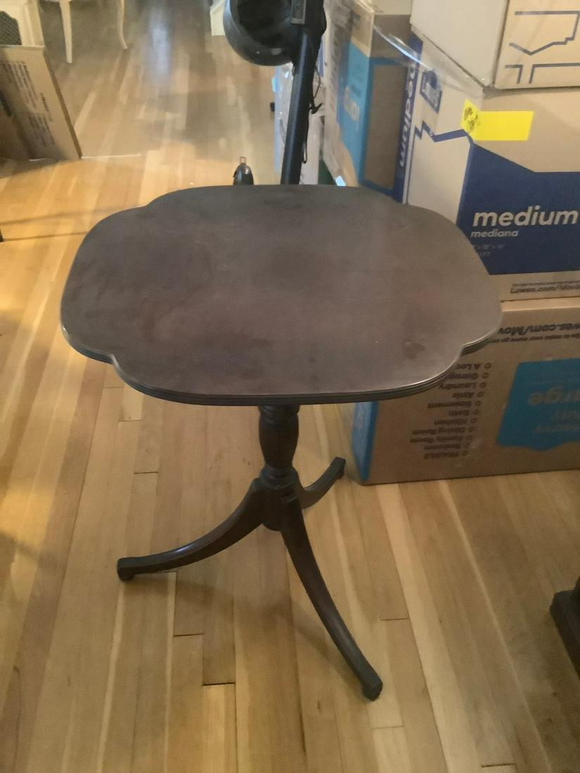 3 legged vintage solid wood side table 28 inch tall (1 of 1)