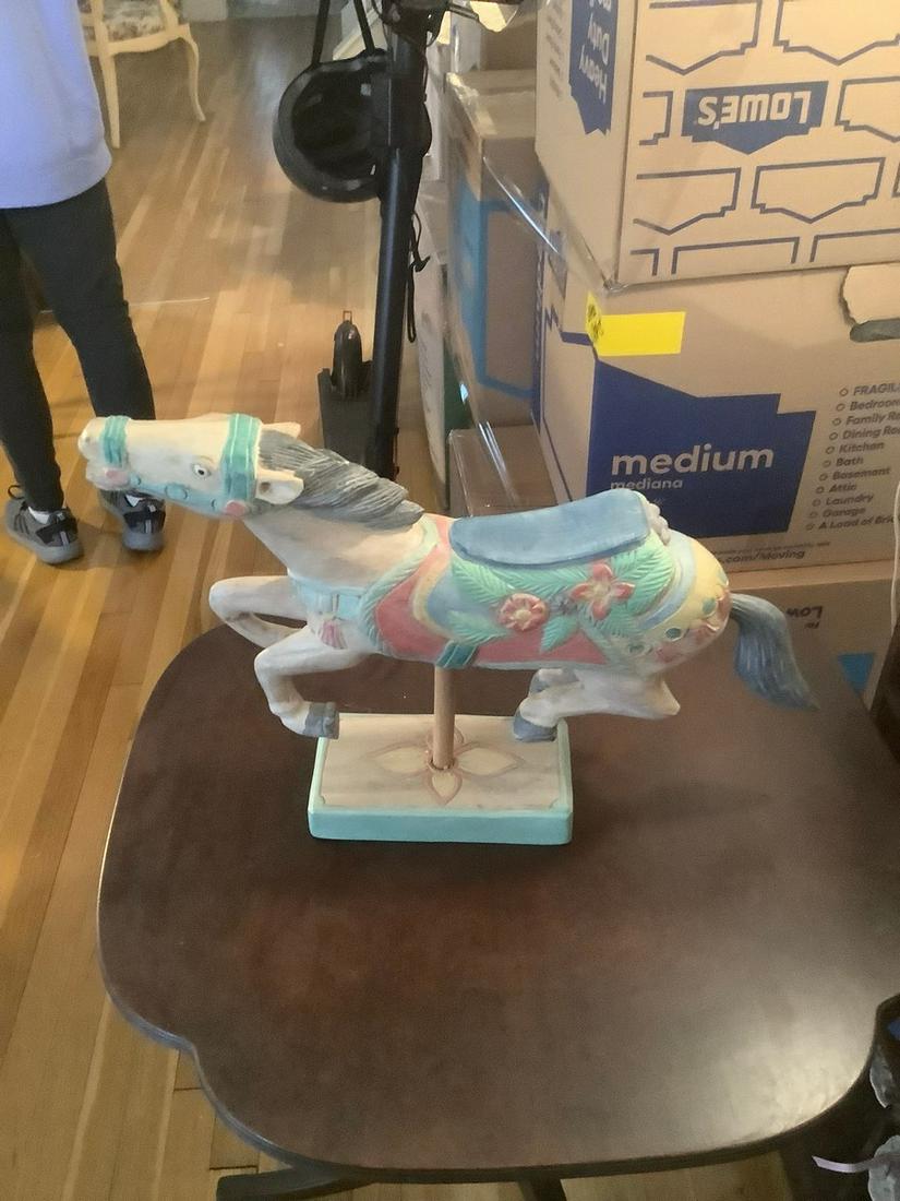 carved wooden miniature carousel horse 14 inches wide (1 of 1)