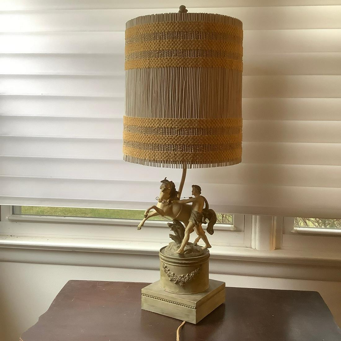 Vintage roman style table lamp metal and ceramic (1 of 1)