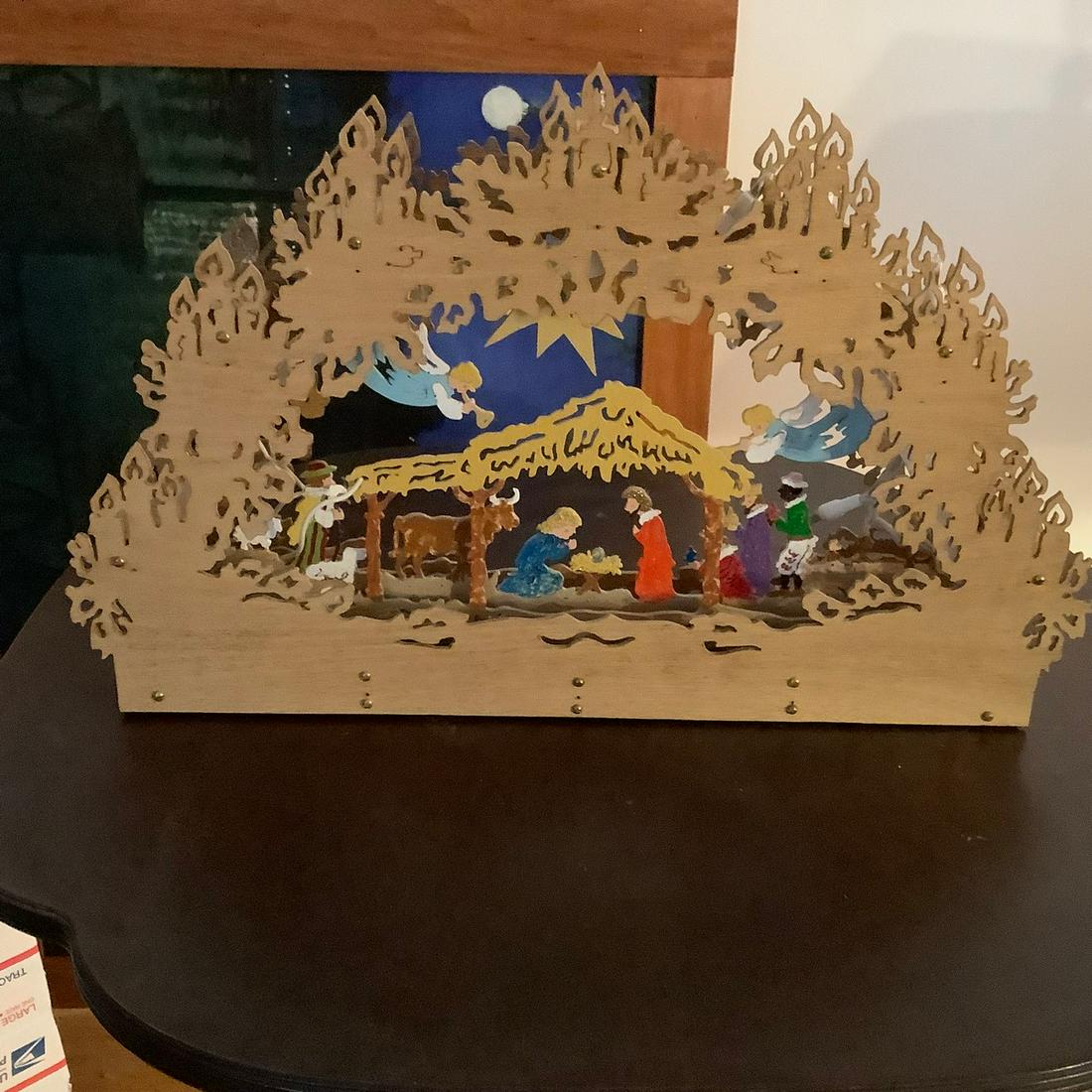 hand painted bethlehem manjor scene folk art 11x16: hand painted bethlehem manjor scene folk art 11x16