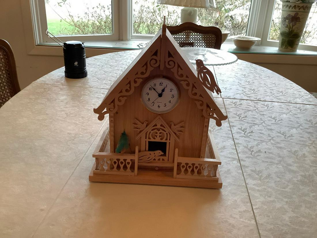 Folk art clock birdhouse style 12 inches (1 of 1)