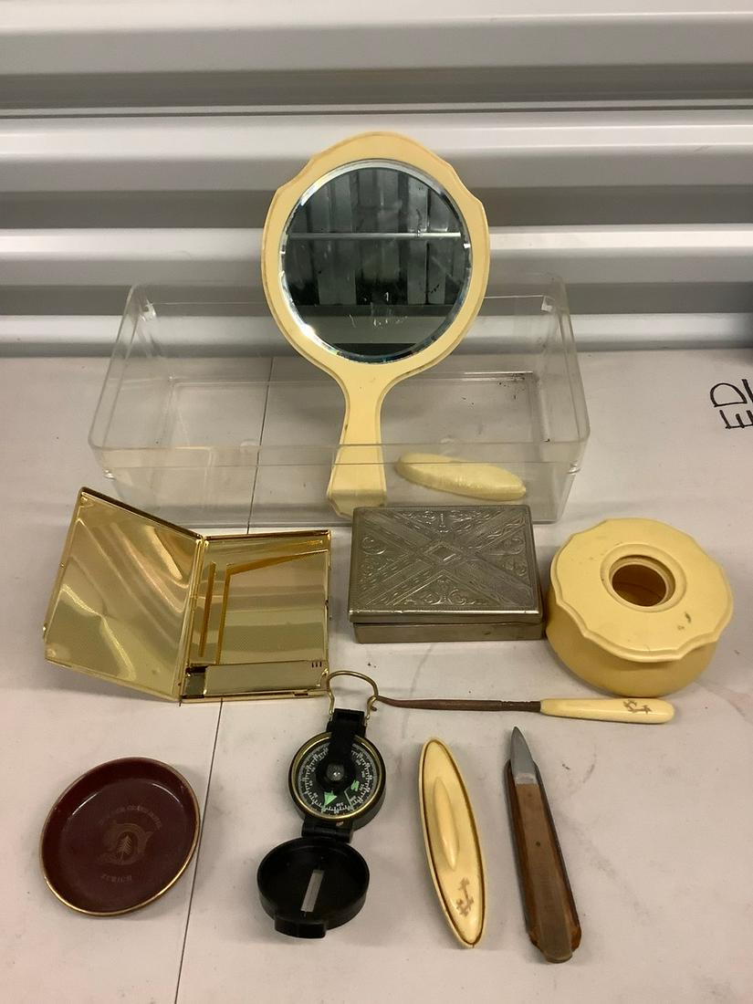Lot of vintage boxes, mirror, compass and more (1 of 1)