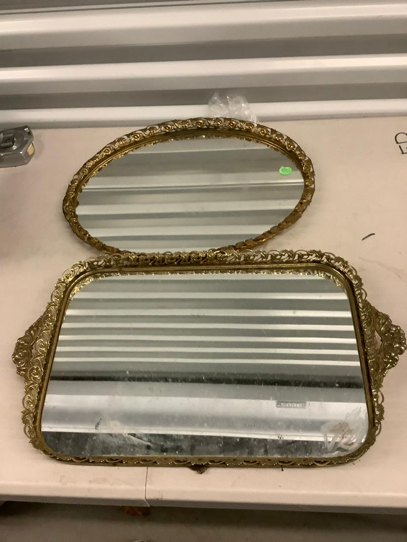 Two vintage mirrored trays (biggest 18.5" across) (1 of 1)