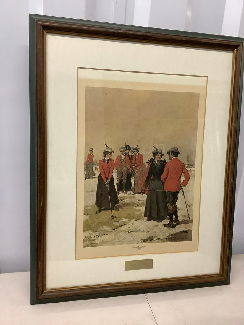 "Mixed Foursome" 1900 golf print framed 22x27 (1 of 1)