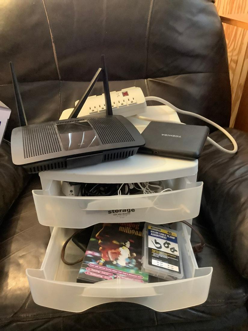 Small two drawer plastic storage container with (1 of 1)