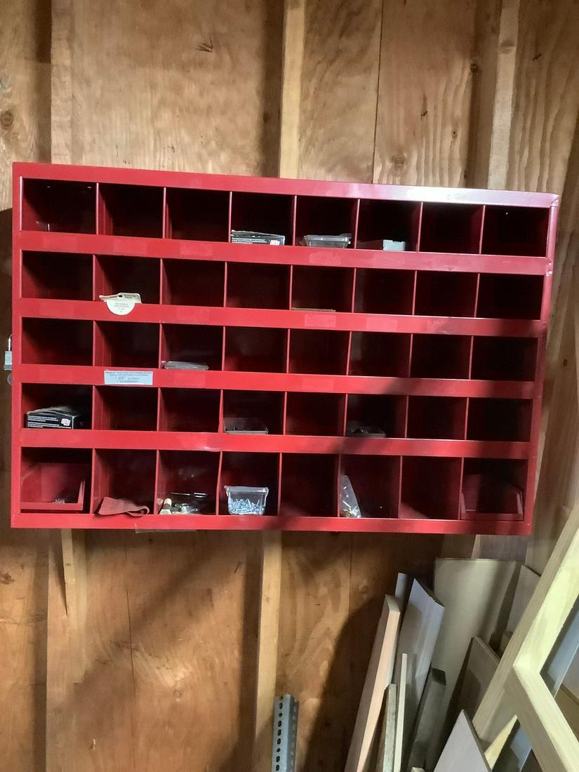 Metal Wall Shelf with Contents: Metal Wall Shelf with Contents