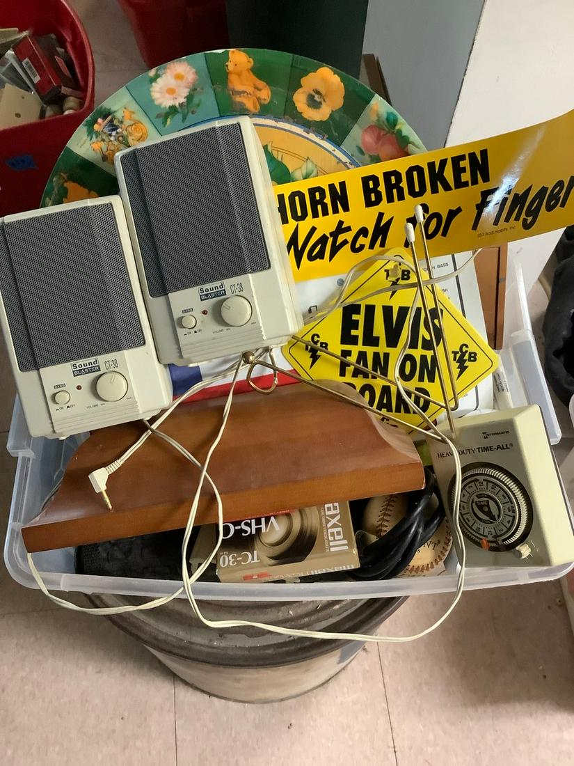 Container Full of Computer Speakers, Bumper Stickers (1 of 1)