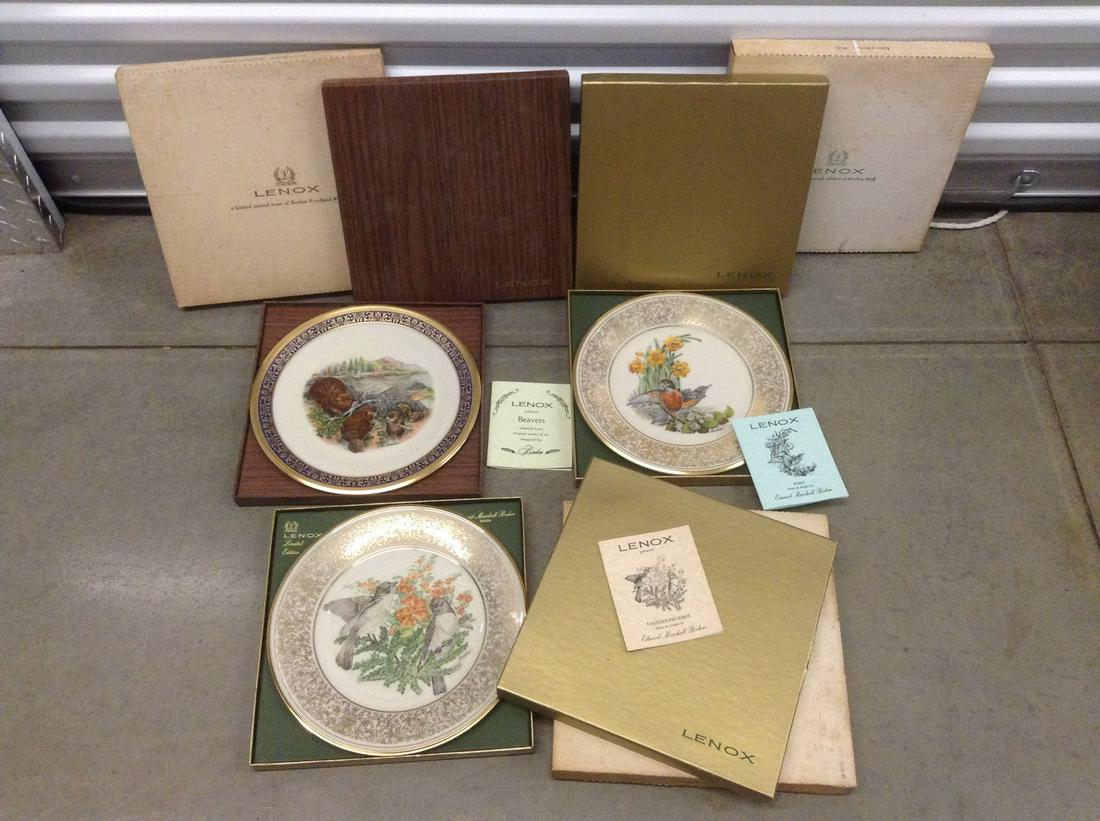 Lenox Limited Edition Birds and Woodland Wildlife: Lenox Limited Edition Birds and Woodland Wildlife Collector Plates with boxes and papers