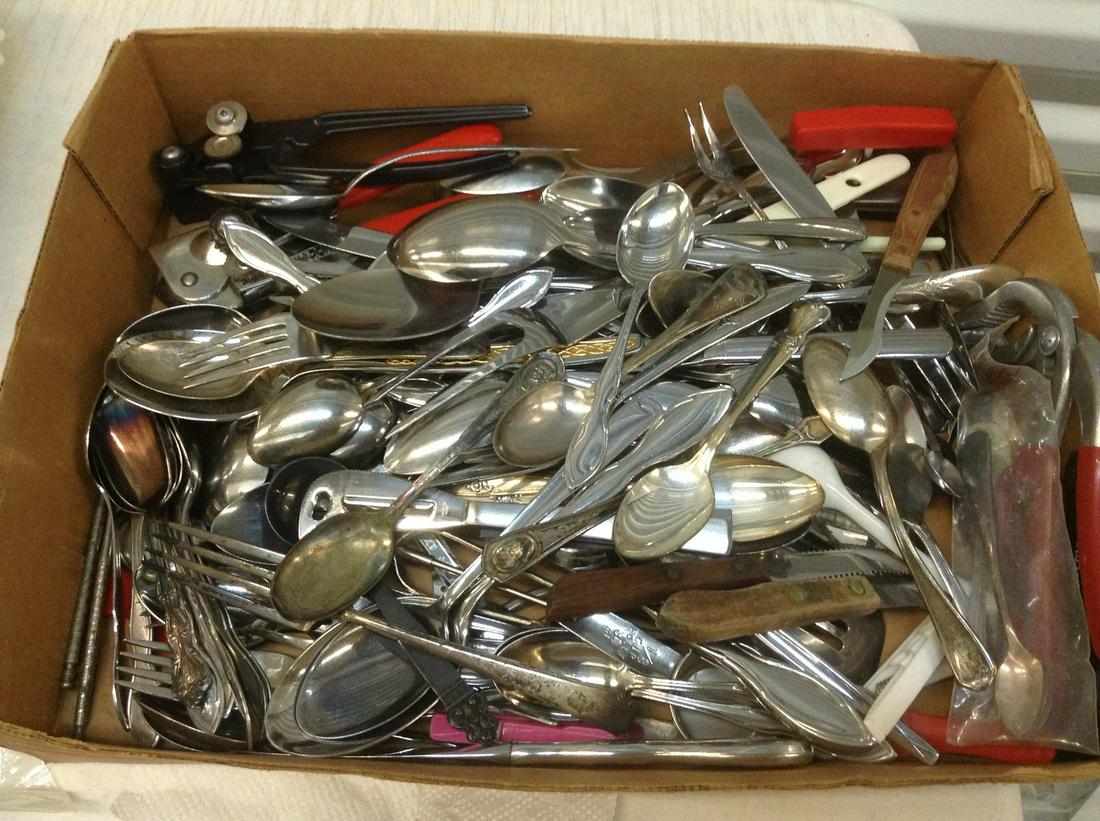 Box full of Unsearched Silverware and more: Box full of Unsearched Silverware and more