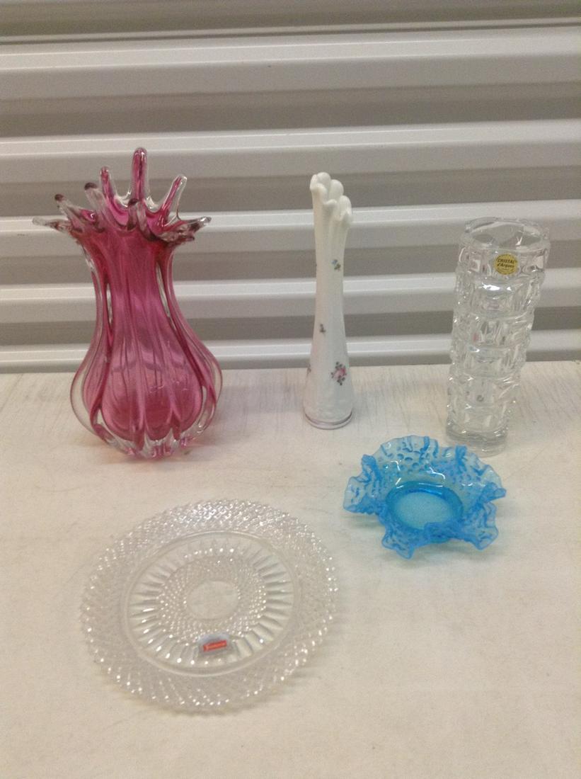 Bohemia glam vase  11"  and Fostoria lead crystal plate (1 of 1)