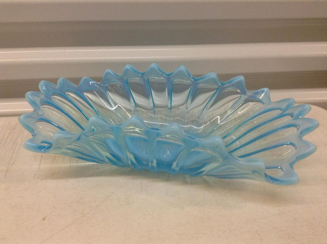 Unique Blue Art Glass Bowl 12"long (1 of 1)