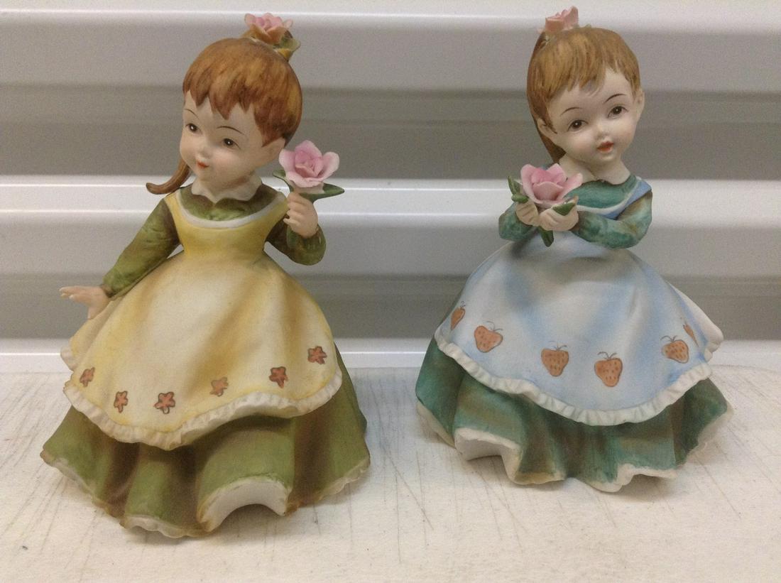 Lefton Girl Statues 6" Tall (flowers in hand one petal (1 of 1)