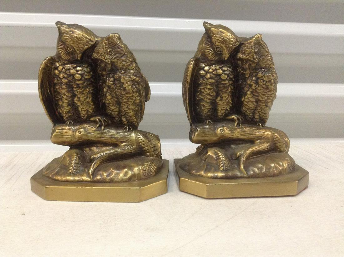 Philadelphia Manufacturing Cast Metal Owl Bookends (1 of 1)