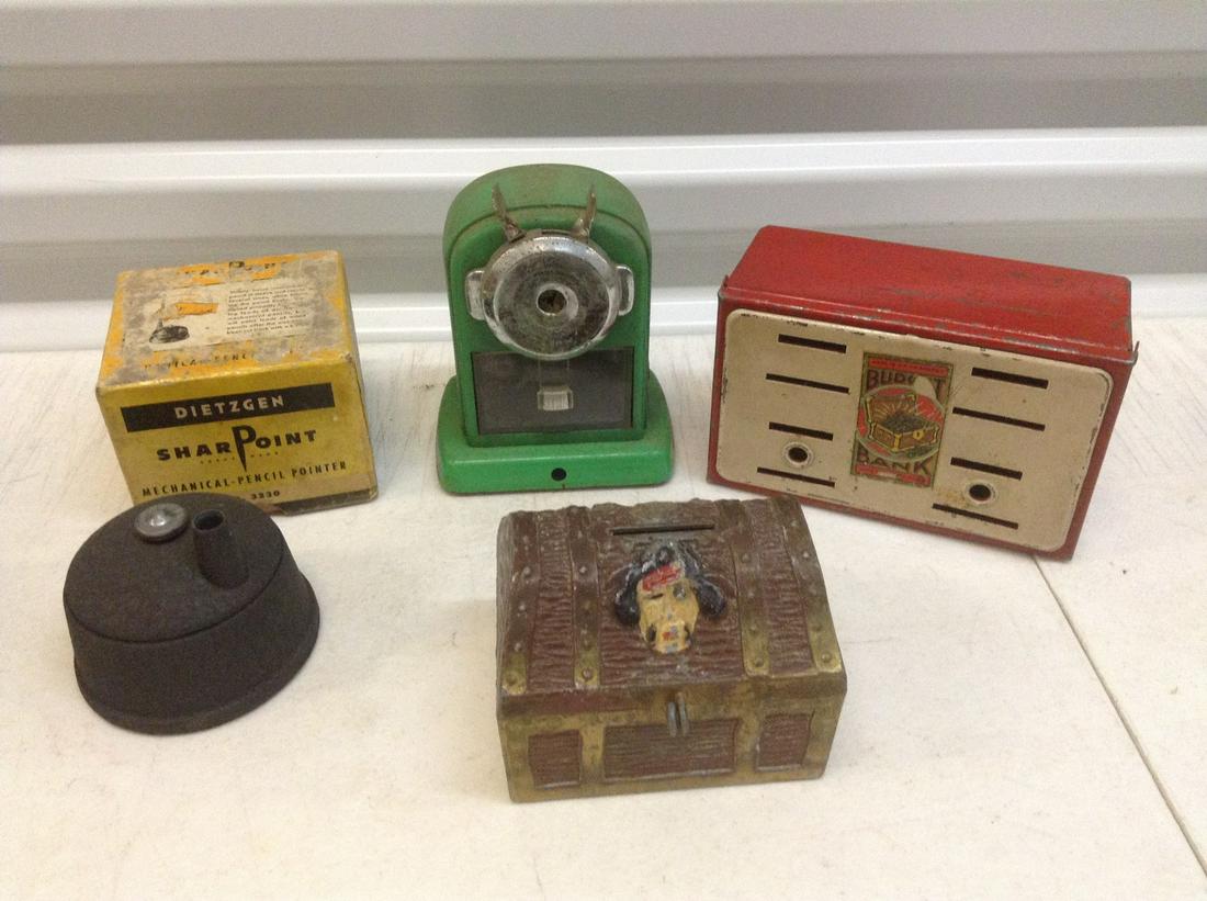 Vintage Pencil Sharpeners and Metal Banks (1 of 1)