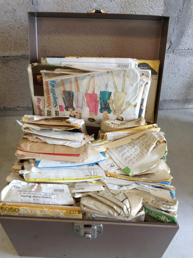 Lot of Sewing Patterns in Metal Box (1 of 1)