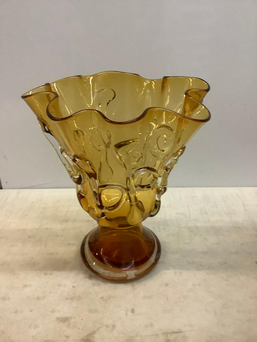 Amber colored glass vase 10.5" tall (1 of 1)