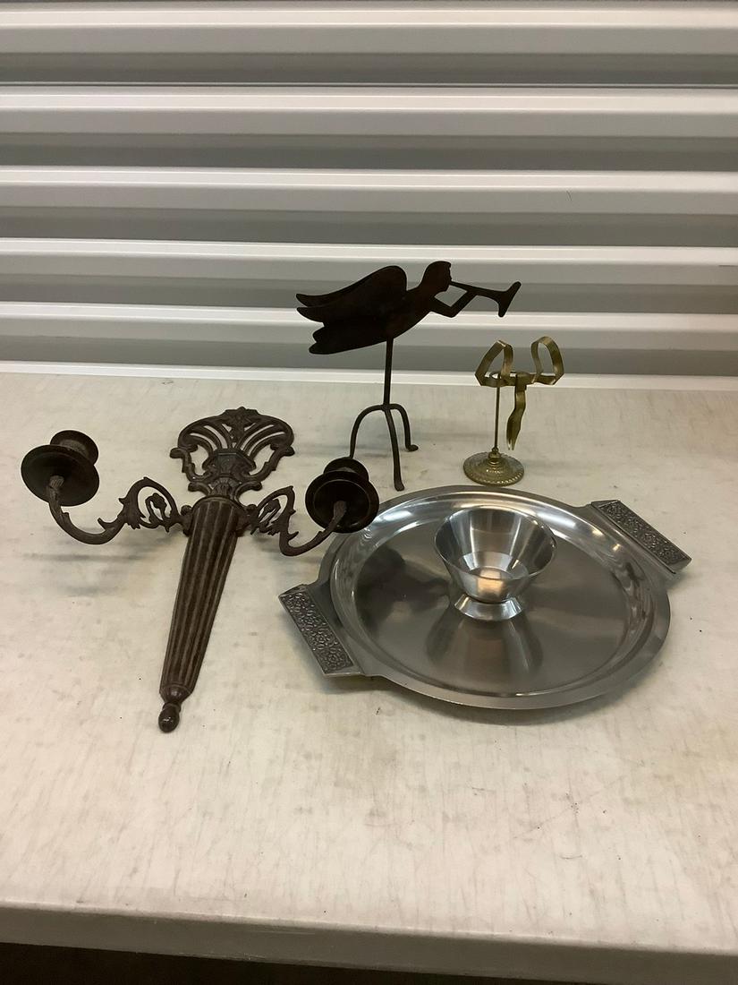 Stainless Steel Tray, Vintage Brass Candle Holder and (1 of 1)