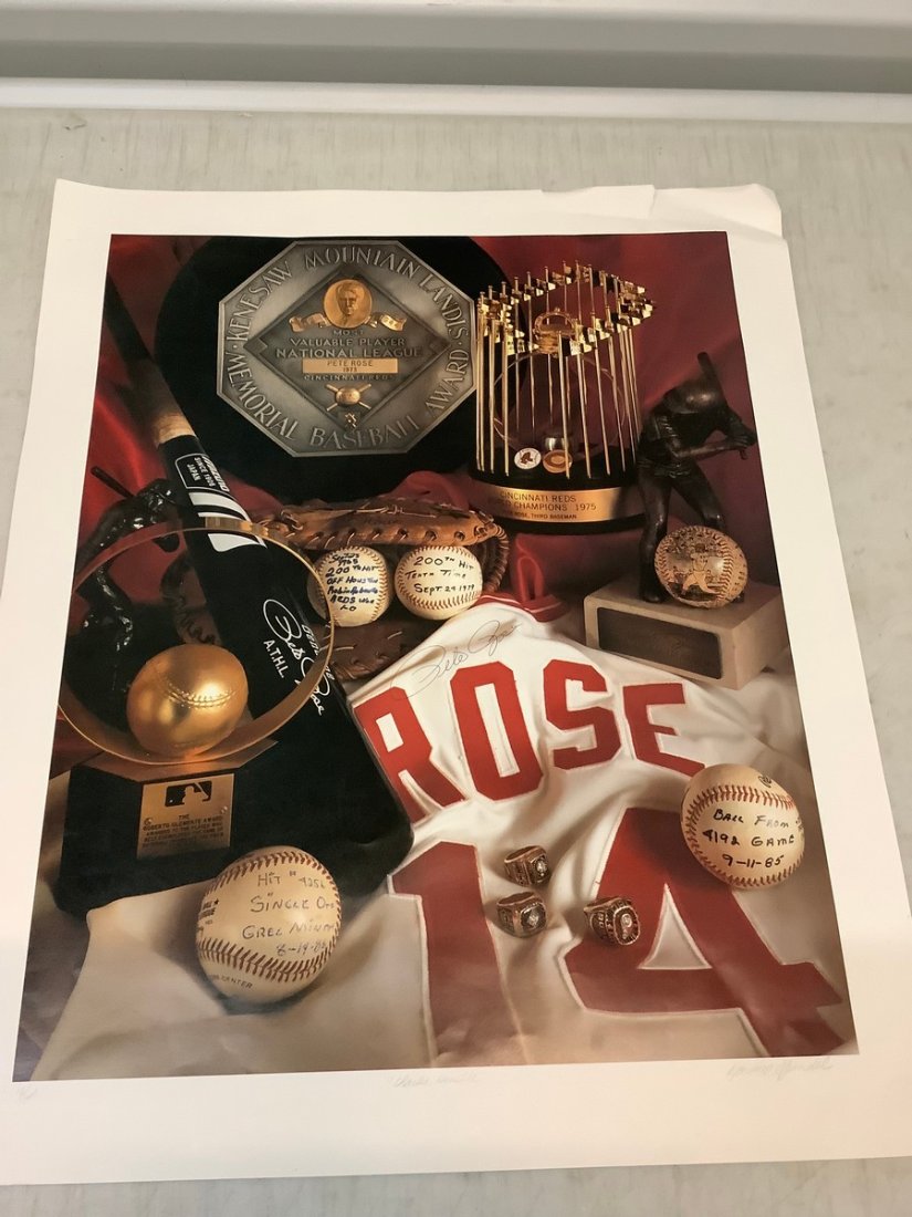 Signed Pete Rose commemorative poster 23x19" (1 of 1)