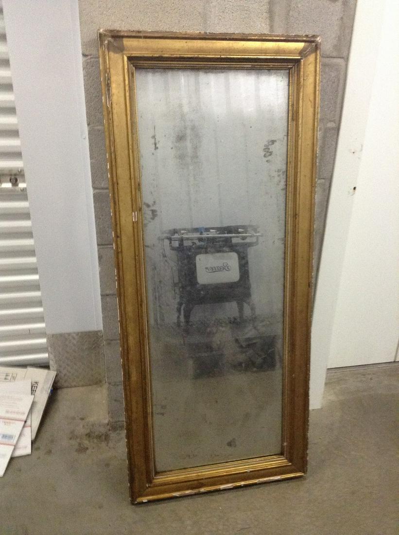 antique wood framed mirror 63x27 (1 of 1)