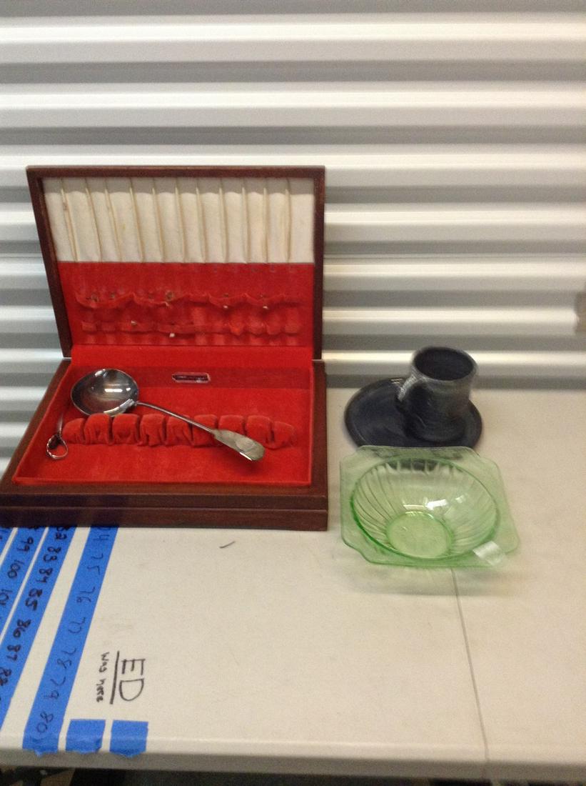 Lot of assorted glassware, silverware container and (1 of 1)