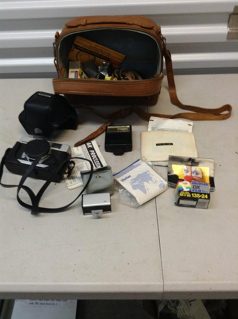 Konica C35 35mm camera with case and accessories (1 of 1)