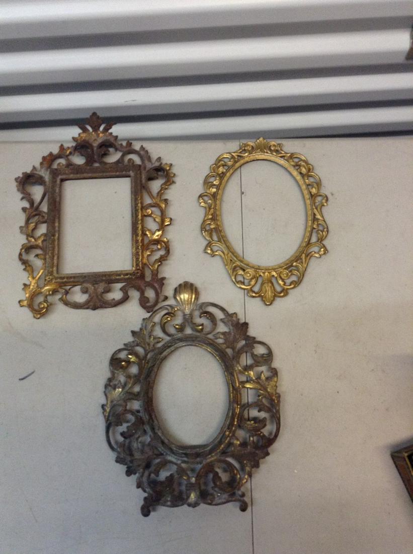 lot of 3 orante metal picture frames tallest 12 inches (1 of 1)
