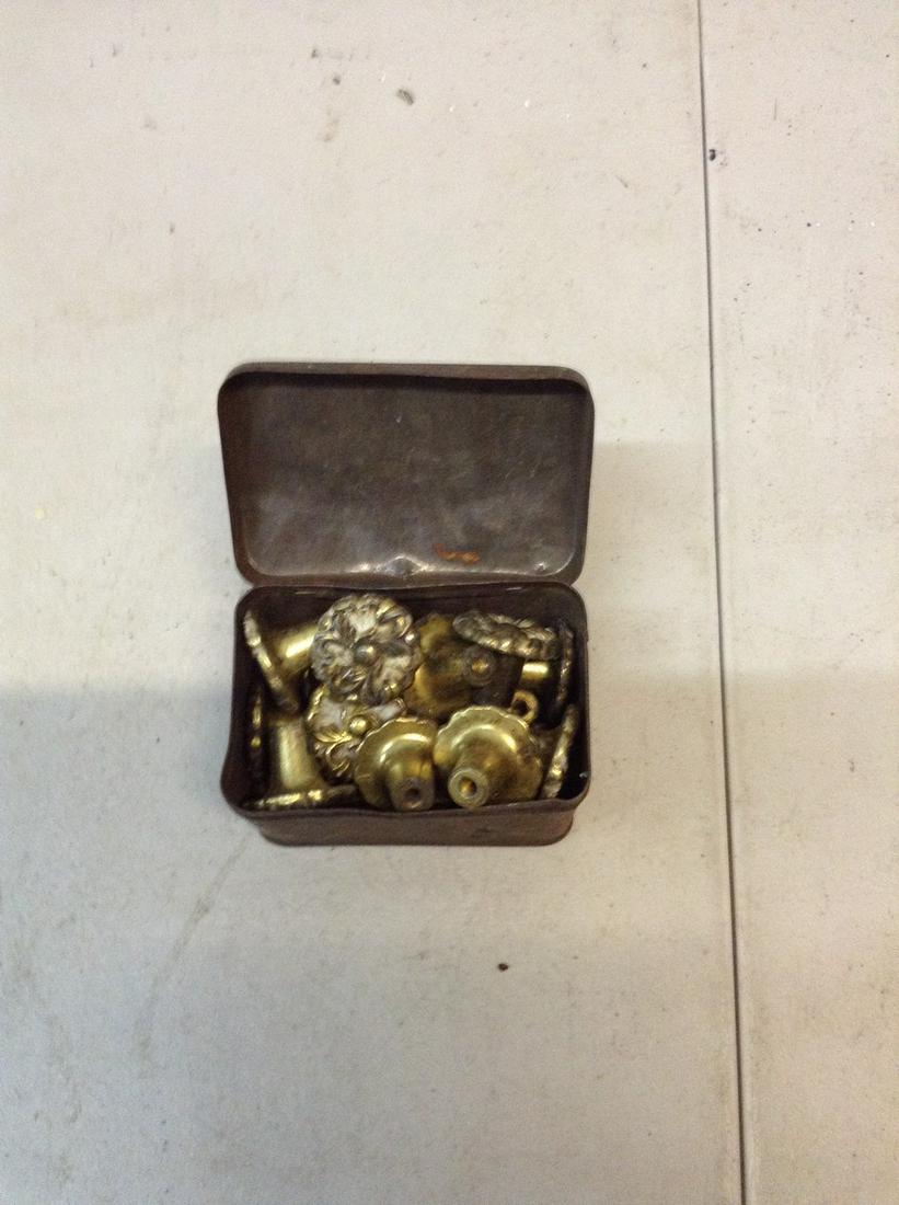 small metal box full of vintage drawer pulls (1 of 1)
