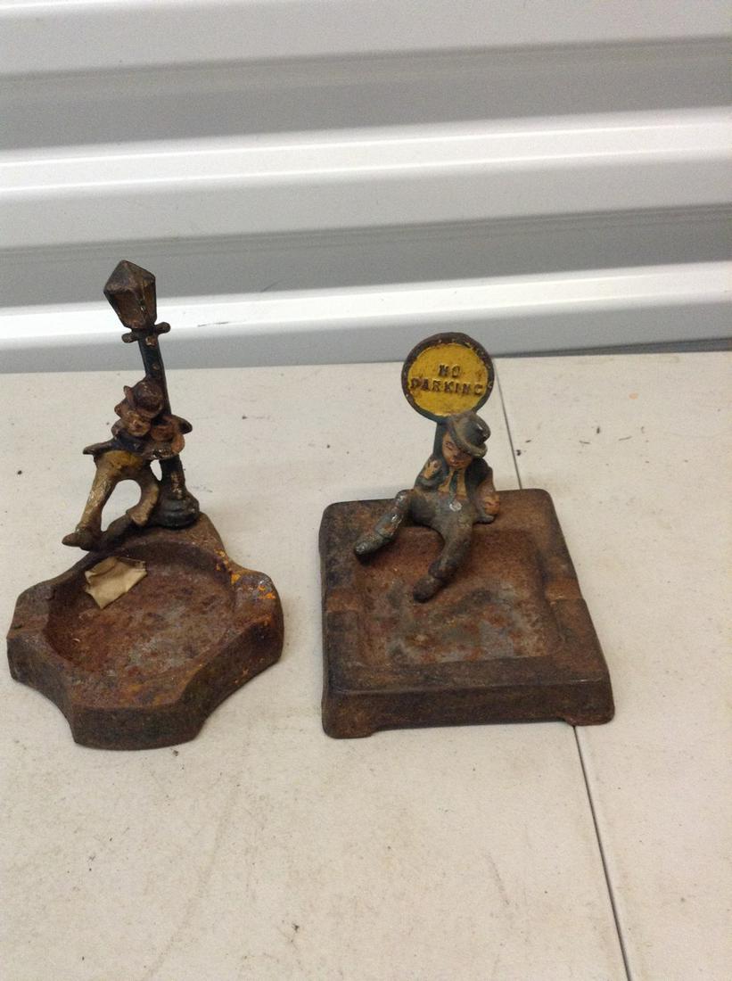 pair of vintage metal ashtrays: pair of vintage metal ashtrays