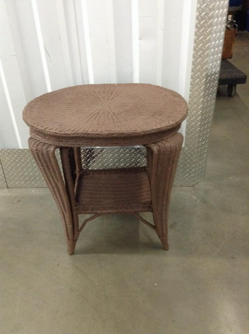 Painted ratan table with magazine rack 29 inches tall (1 of 1)