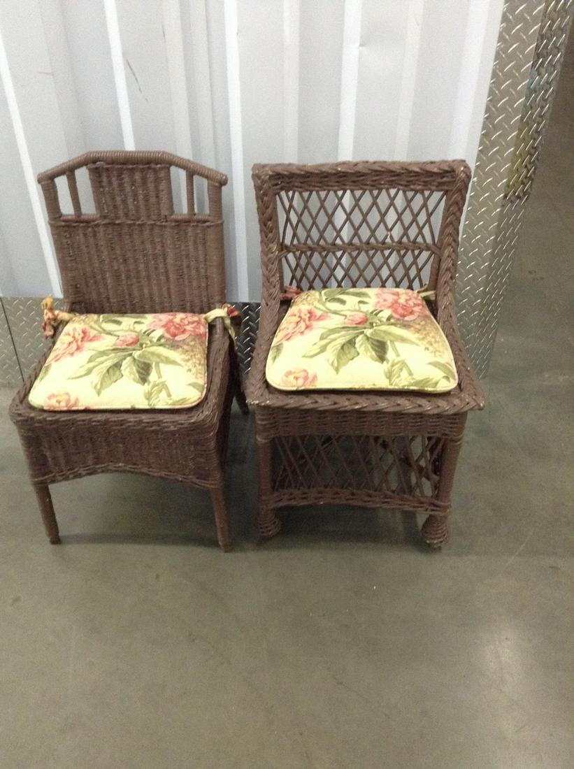set of 2 rattan chairs and cushions 30 inch height (1 of 1)