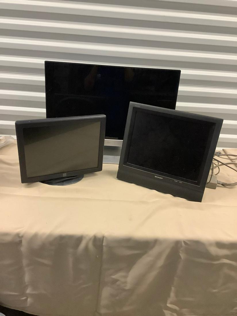 Two Computer Monitors and Sharp Aquos Tv 15 in. (1 of 1)