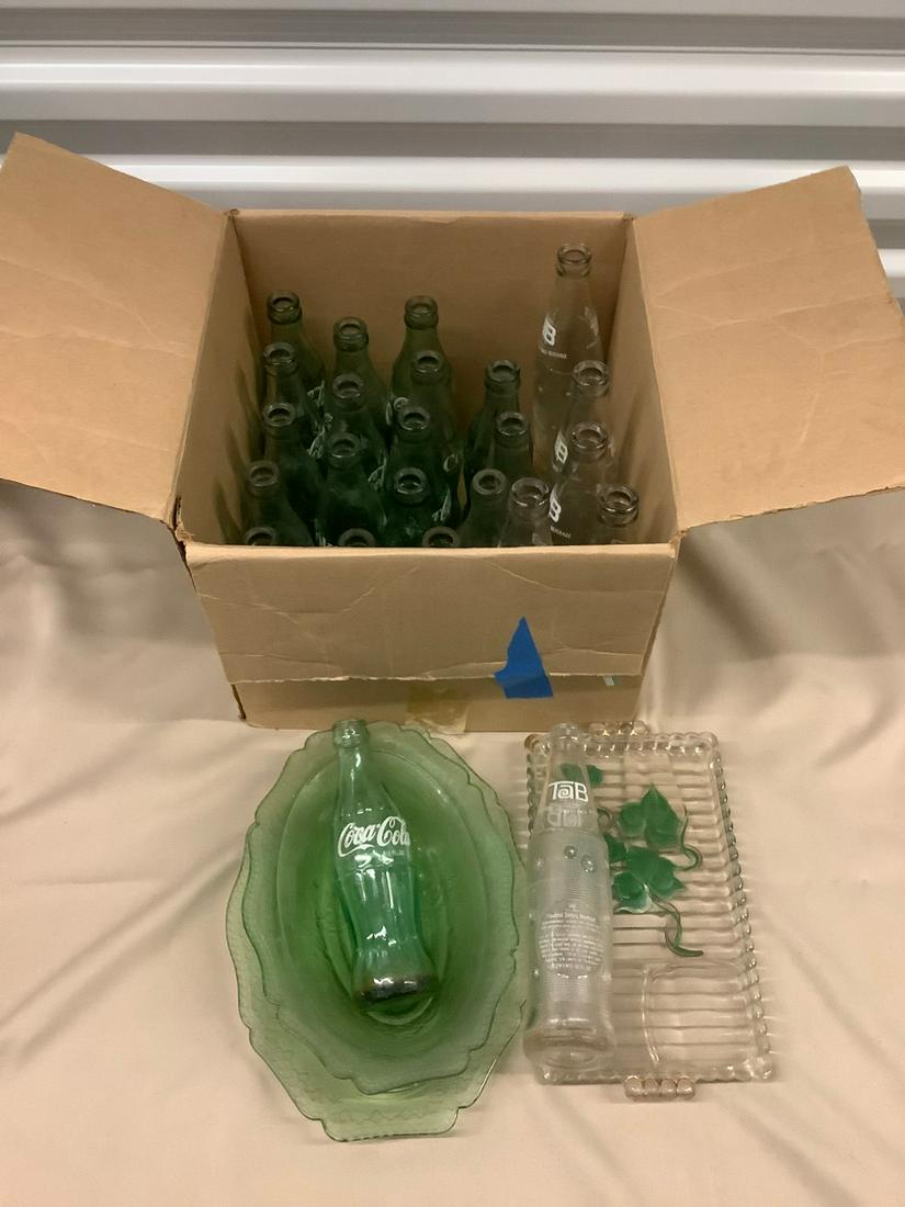 Lot of Vintage Coca-Cola Bottles, Green Depression (1 of 1)