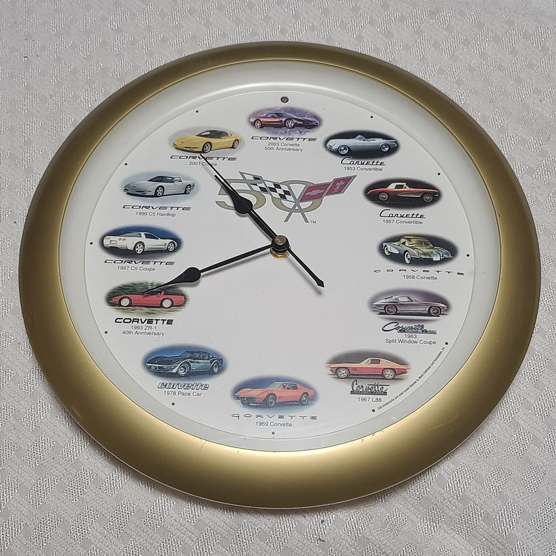 50th Anniversary Corvette Clock Battery Powered 13" (1 of 1)