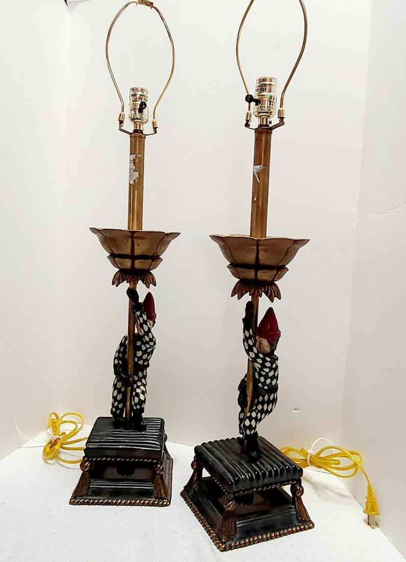 Vintage Harlequin Jester Lamps Working 33" tall (1 of 1)