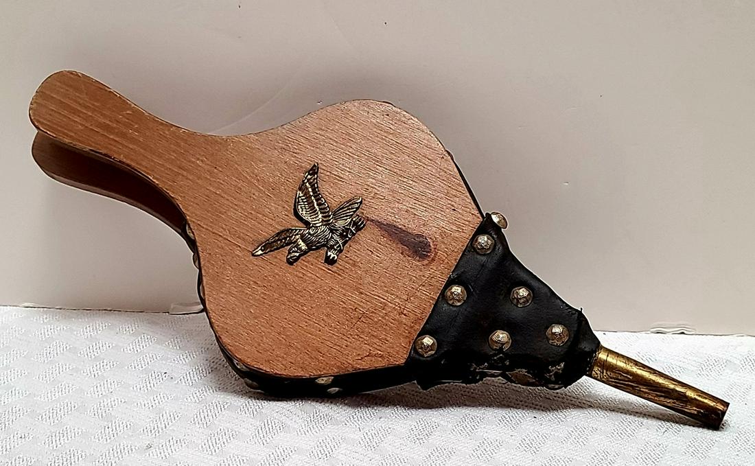 Vintage Fireplace Bellows incl Brass Eagle 15x6" (1 of 1)