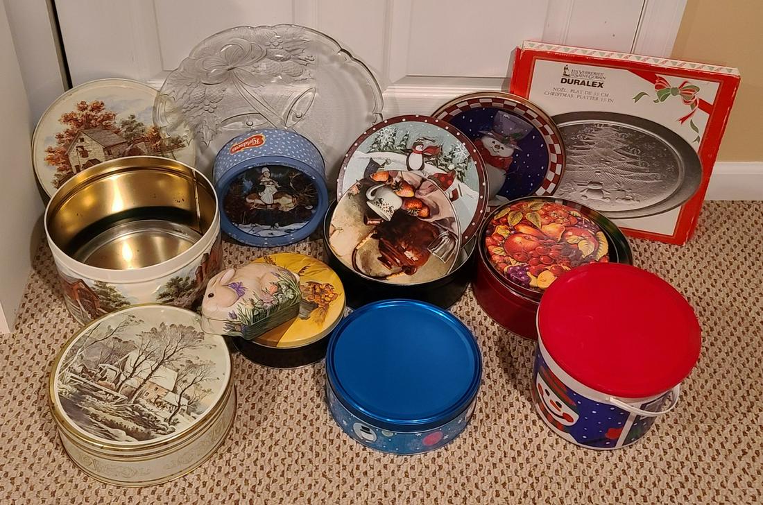 Assorted TIns and Vintage Serving Platters (1 of 1)