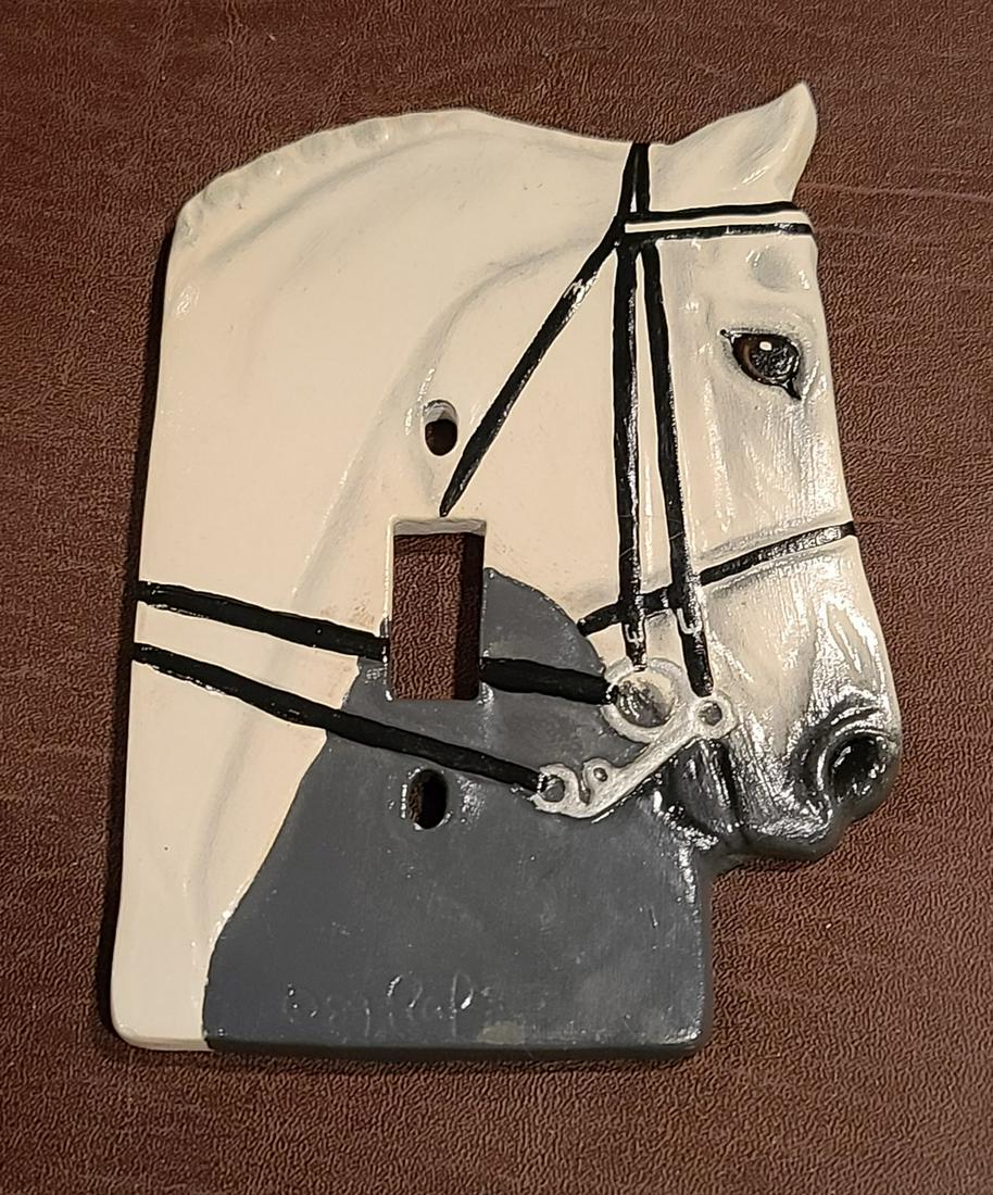 Vintage Signed Ceramic Horse Light Plate (1 of 1)