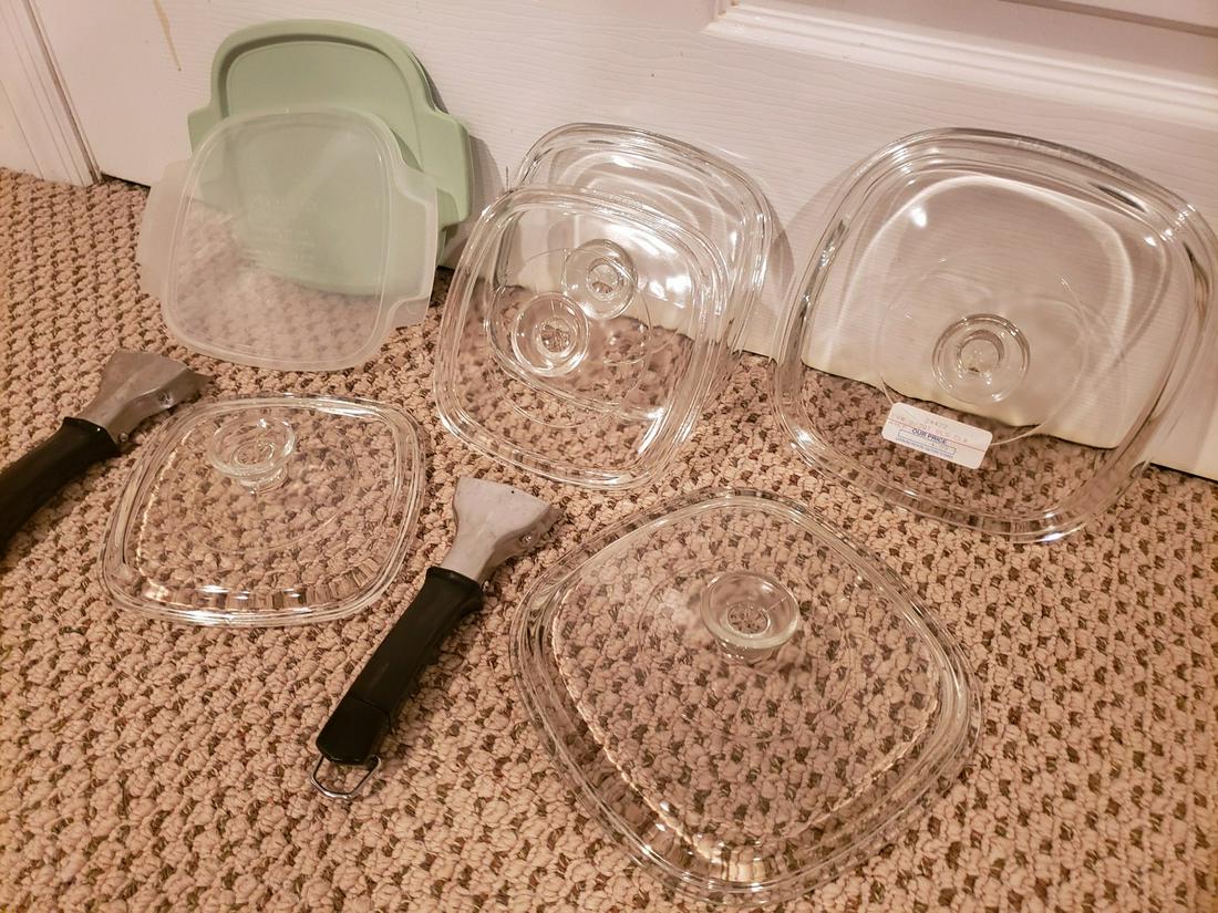 Corning casserole lids and vintage detachable pot (1 of 1)