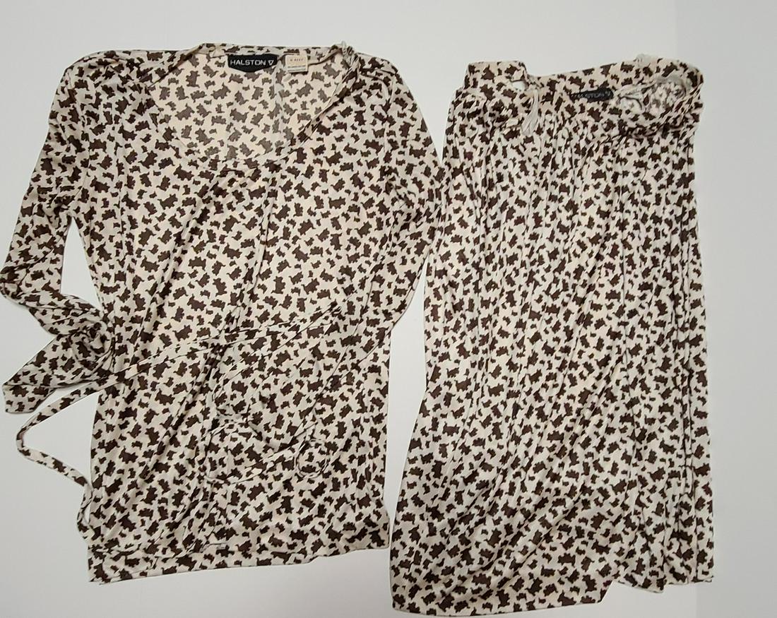 Vintage Halston Belted 2 Pc Dress Set S (1 of 2)