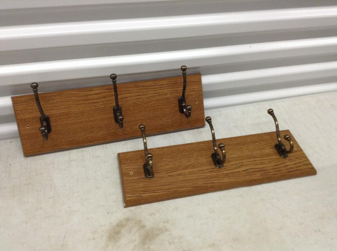 Two Wood Coat Hangings: Two Wood Coat Hangings