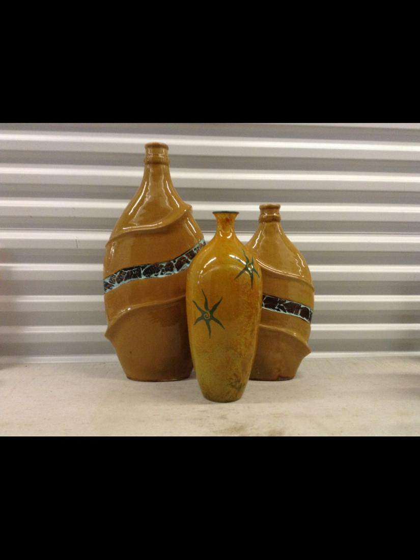 Three Ceramic Decorative Vases Largest 22 in. (1 of 1)