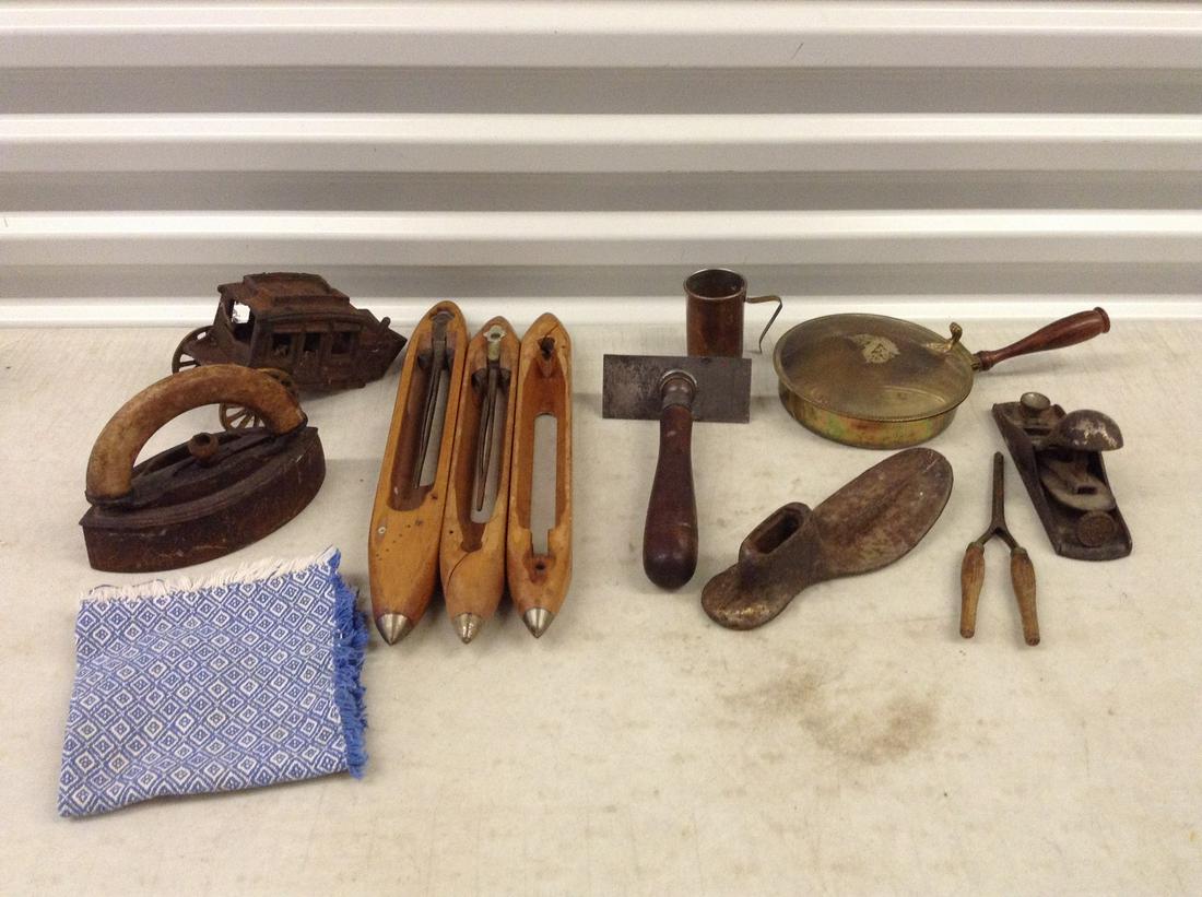 Lot of Vintage Plane, Iron and More: Lot of Vintage Plane, Iron and More