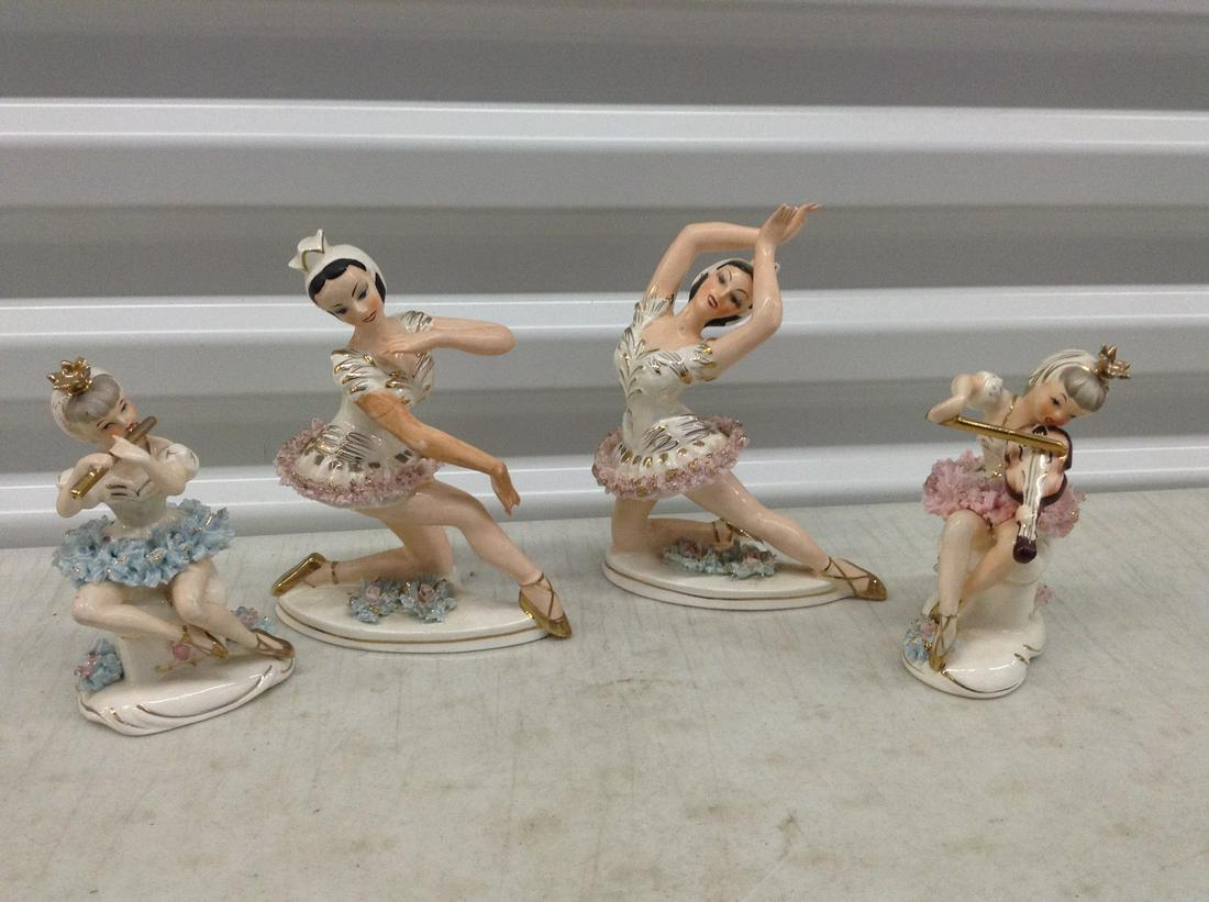 Lot of Ceramic Lipper & Mann Creations Ballerinas: Lot of Ceramic Lipper & Mann Creations Ballerinas Tallest 6 in.