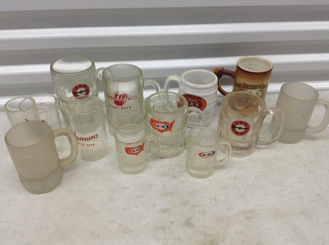 Lot of Vintage A&W Root Beer Glasses and More: Lot of Vintage A&W Root Beer Glasses and More