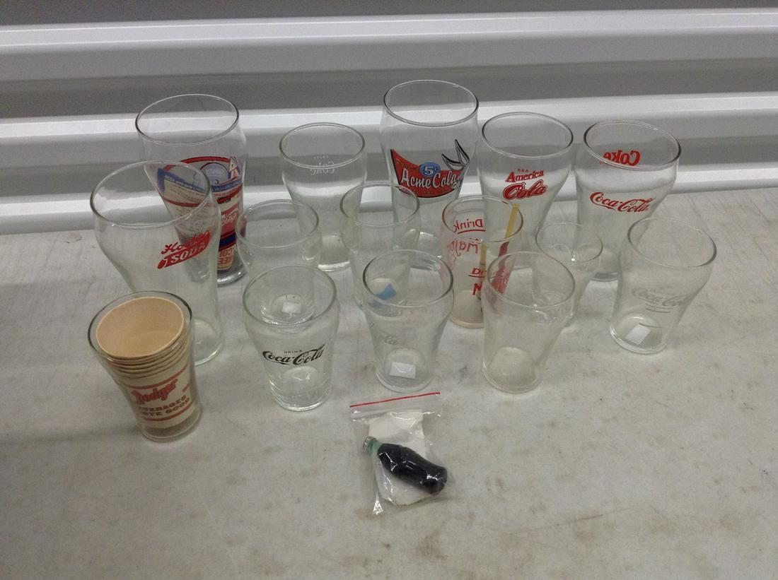 Lot of Vintage Coca-Cola Glasses and More: Lot of Vintage Coca-Cola Glasses and More