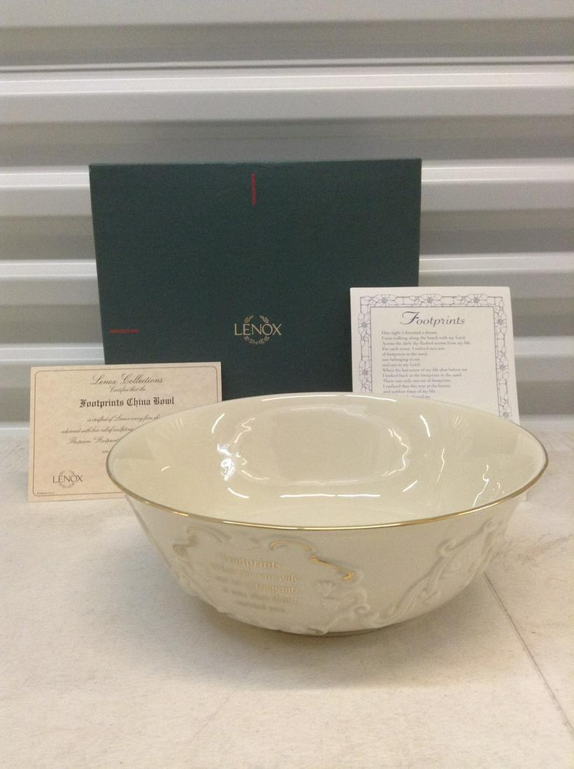 Lenox "Footprints" China Bowl w/ COA & Box 9" (1 of 1)