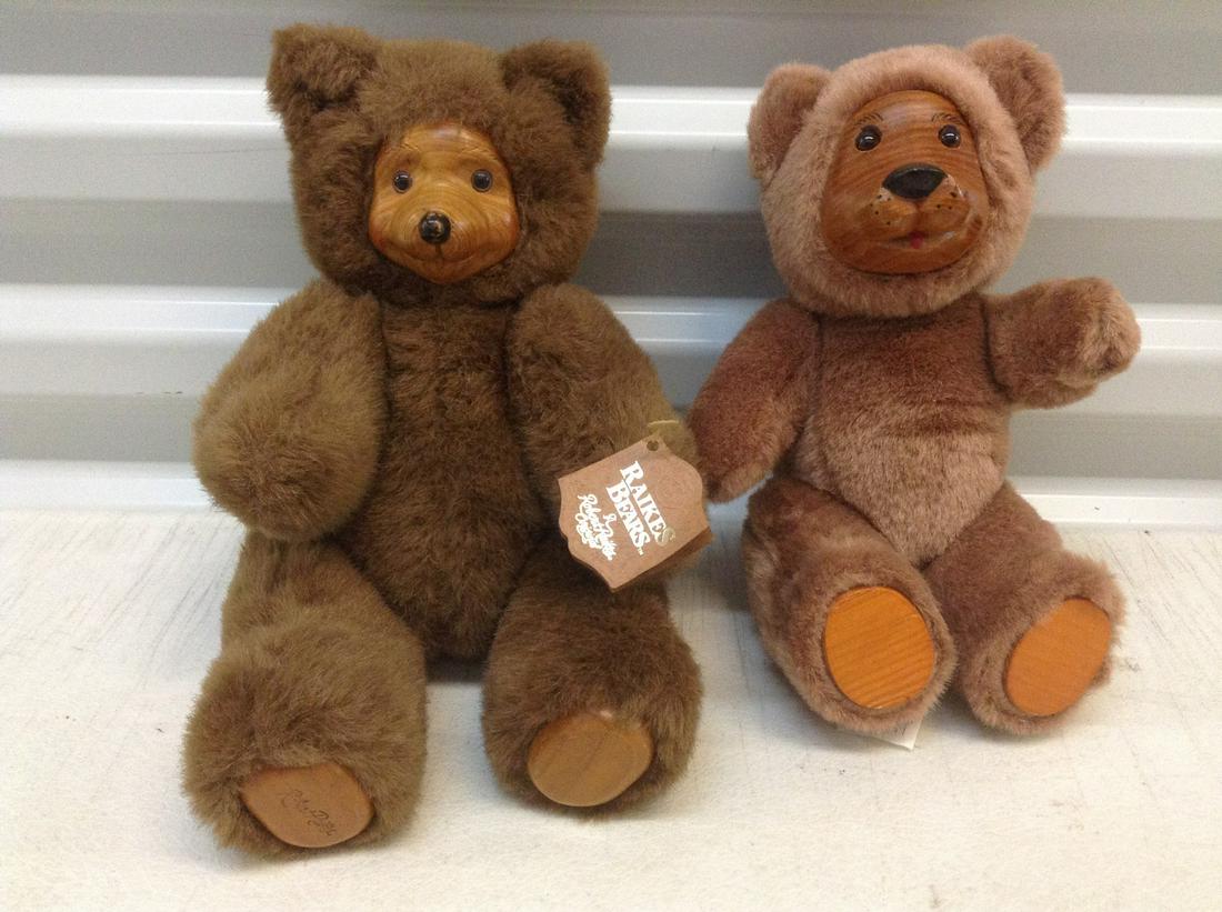 1988 Raikes Bear 12" and Vintage FTD Wooden Stuffed (1 of 1)